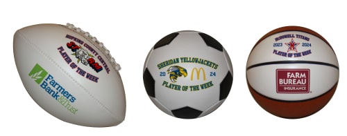 Additional logos of banks on youth sports balls